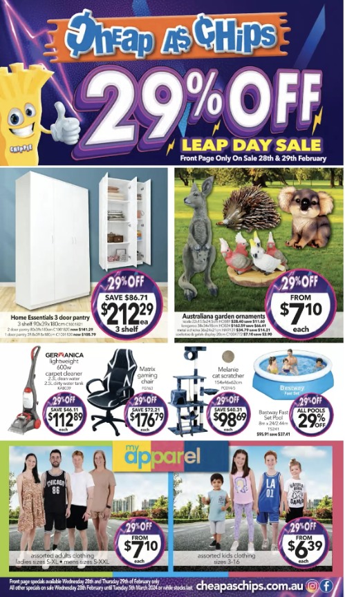 Cheap as Chips Leap Day Sale 29% Off