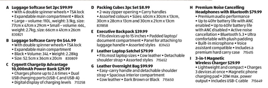 Aldi Luggage and Travel Supplies