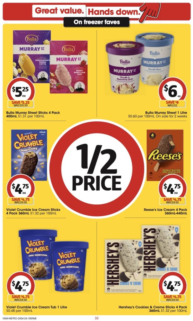 Coles Ice Cream Half-Price Specials Apr 2024