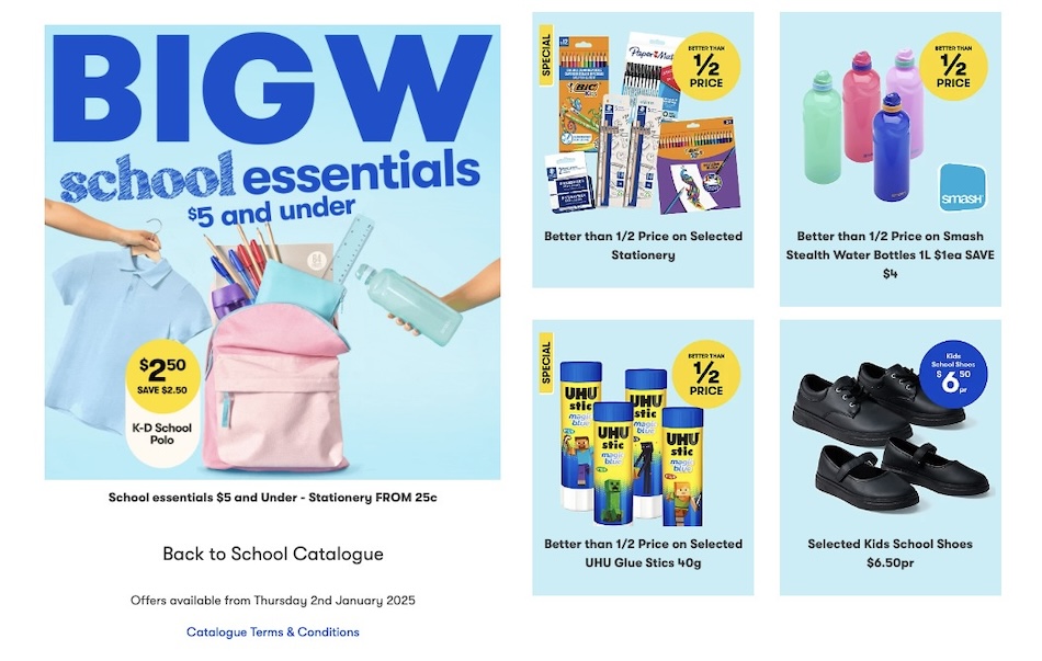 Big W Back to School Sale