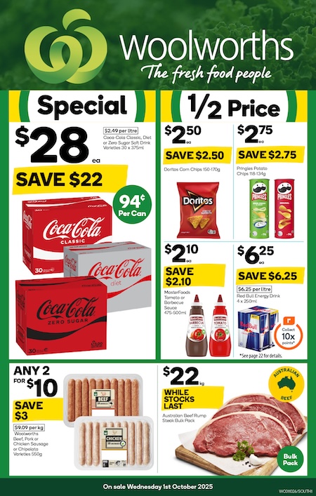 Coles and Woolworths Catalogues 1 – 6 Oct 2025