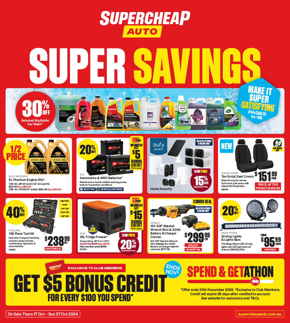 Supercheap Auto Rockingham Supercheap Auto Catalogue October 16 - 27, 2024 Super Savings ...